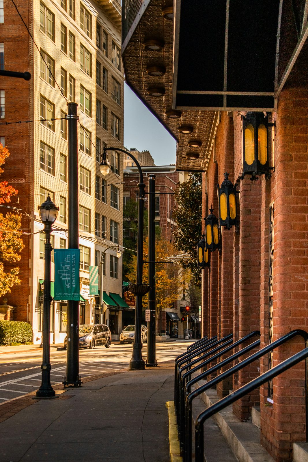 Golden-hour Atlanta street scene